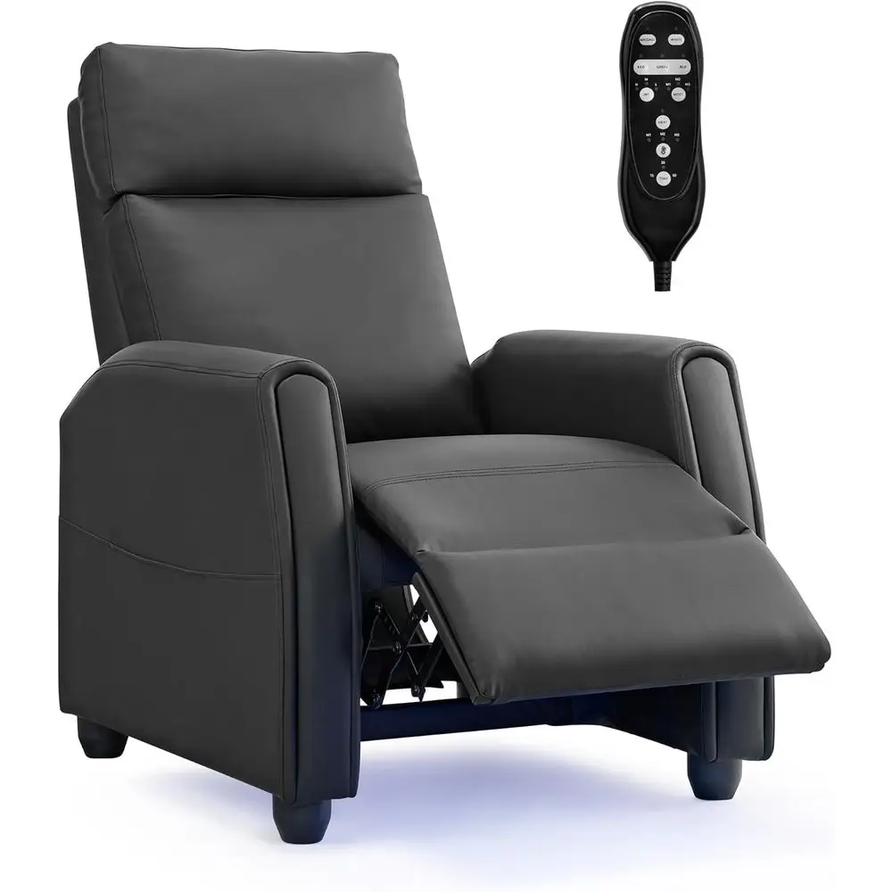 Home Cinema Rack - Sillón Reclinable de Cuero Sintético Negro
