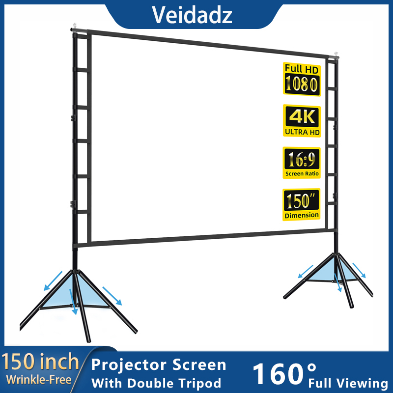 Home Cinema Rack - VEIDADZ-Pantalla de proyector blanca con soporte,