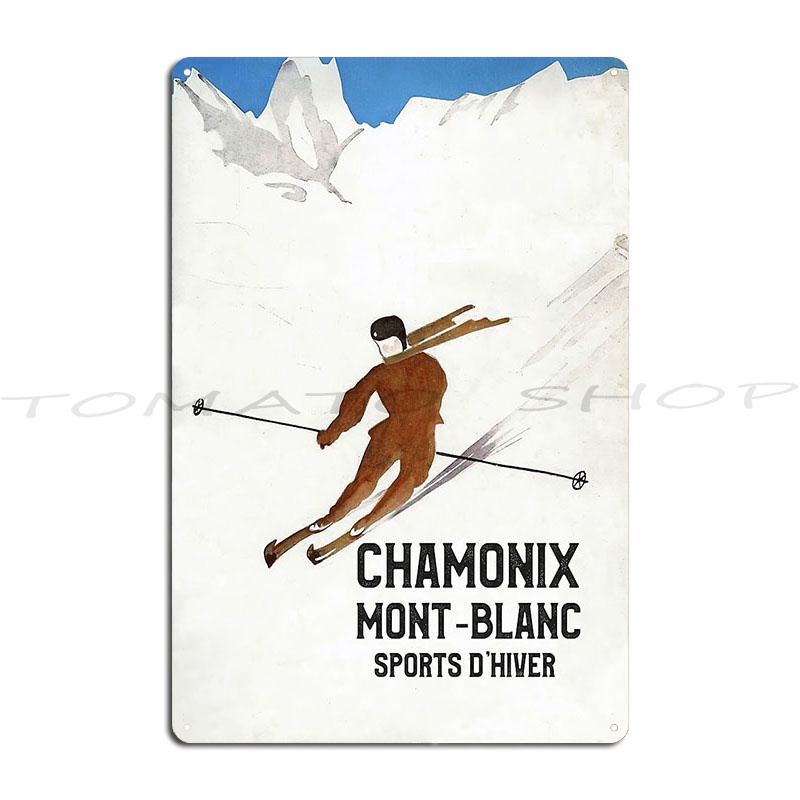 Home Cinema Blanc - Póster de viaje vintage de Chamonix