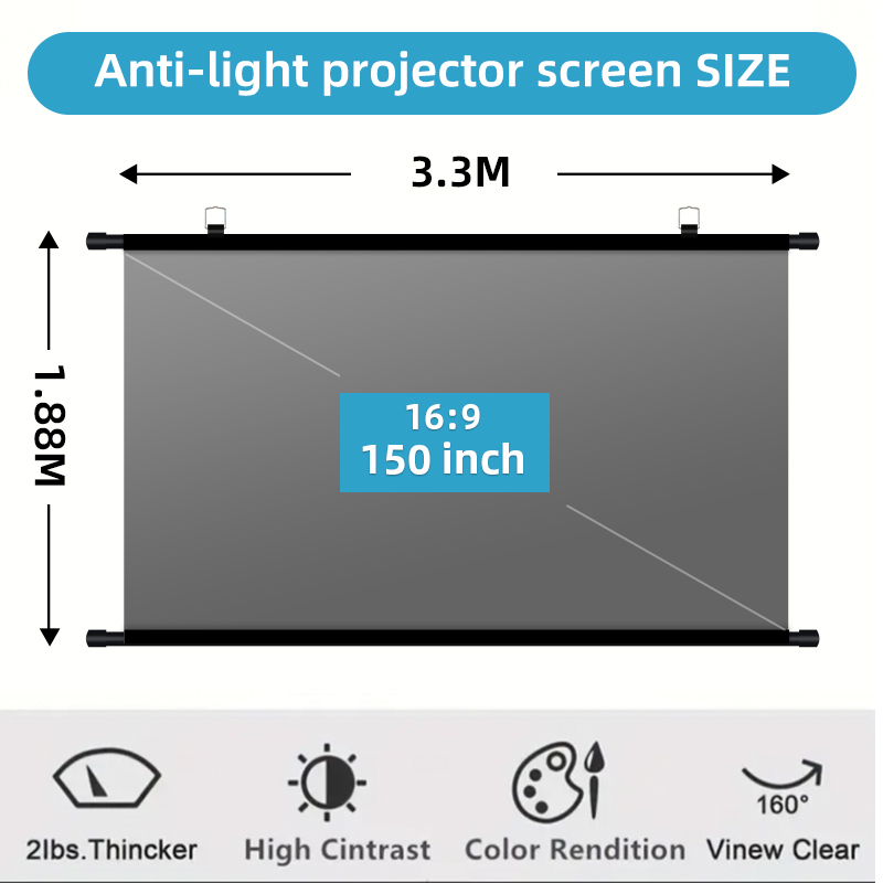 Home Cinema Rack - Pantalla de Proyección Antiluz de 150