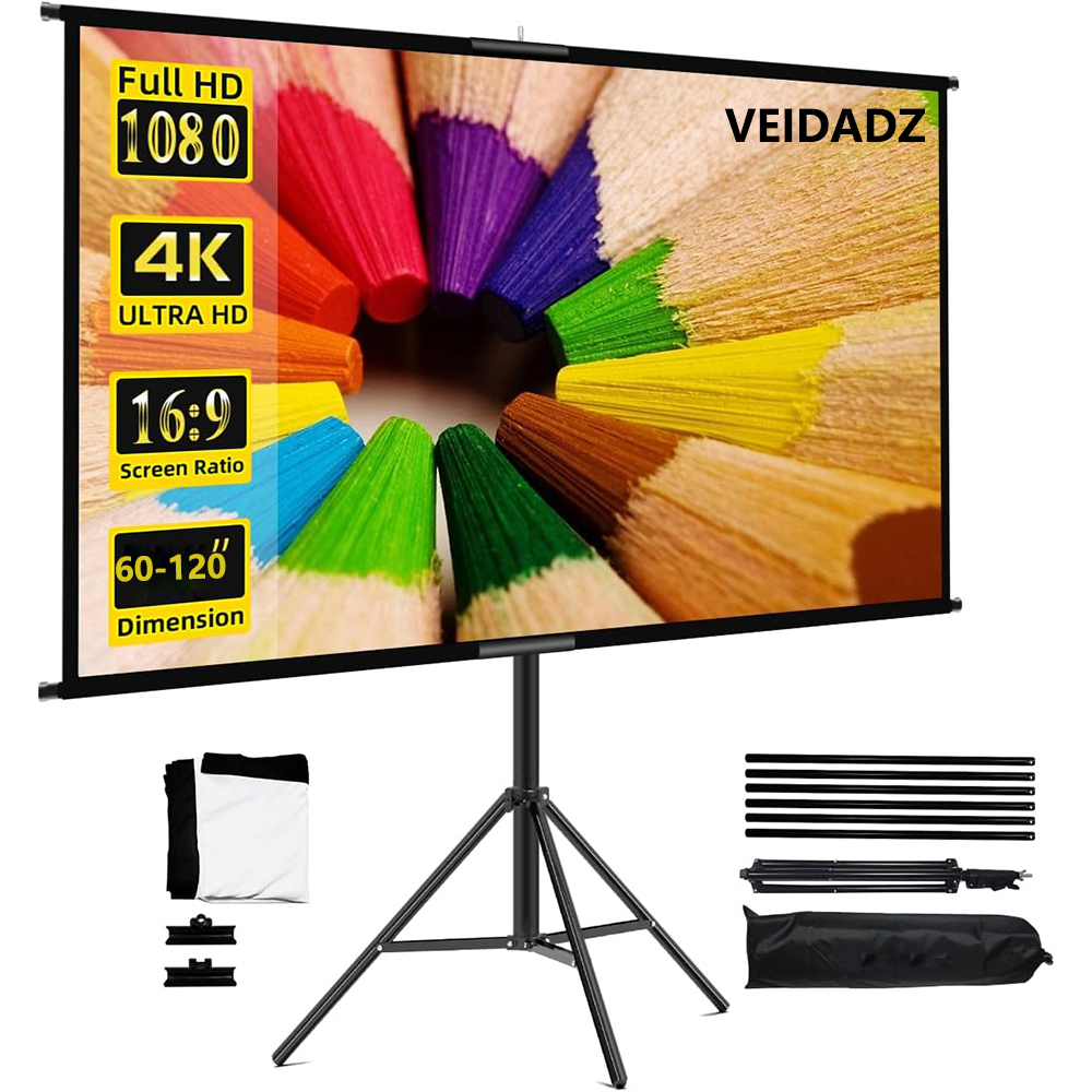 Home Cinema Blanc - Pantalla de proyector VEIDADZ con soporte,