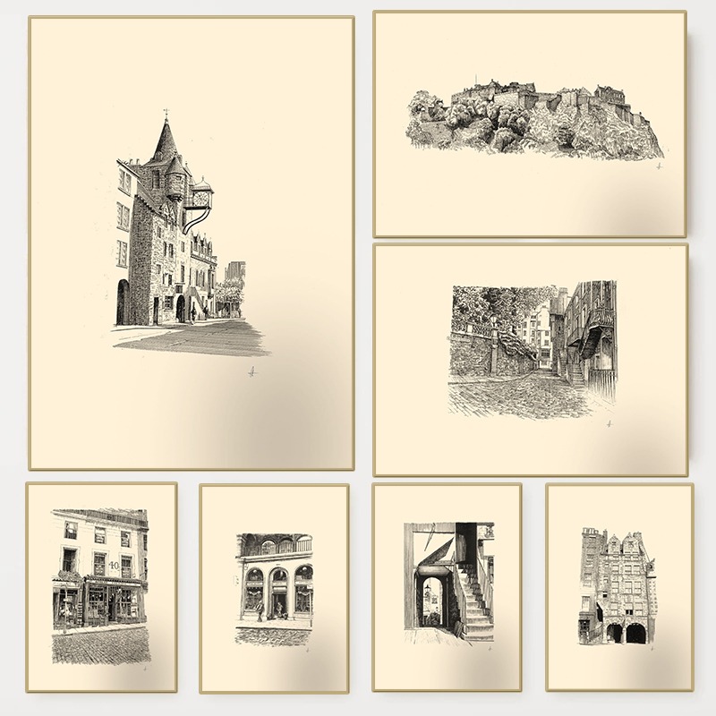 Home Cinema Wall - Póster Vintage del Castillo de Edimburgo,