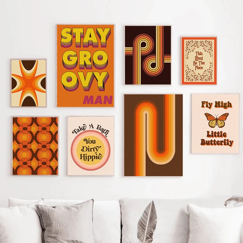 Home Cinema Wall Art - Póster Retro Hippie de los 70
