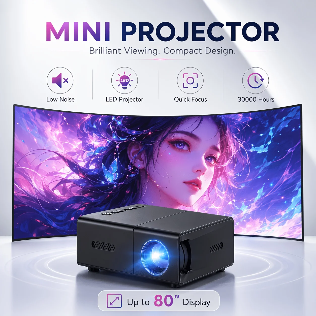 Mini proyector portátil, compa - Home Cinema Gaming reseña y precio